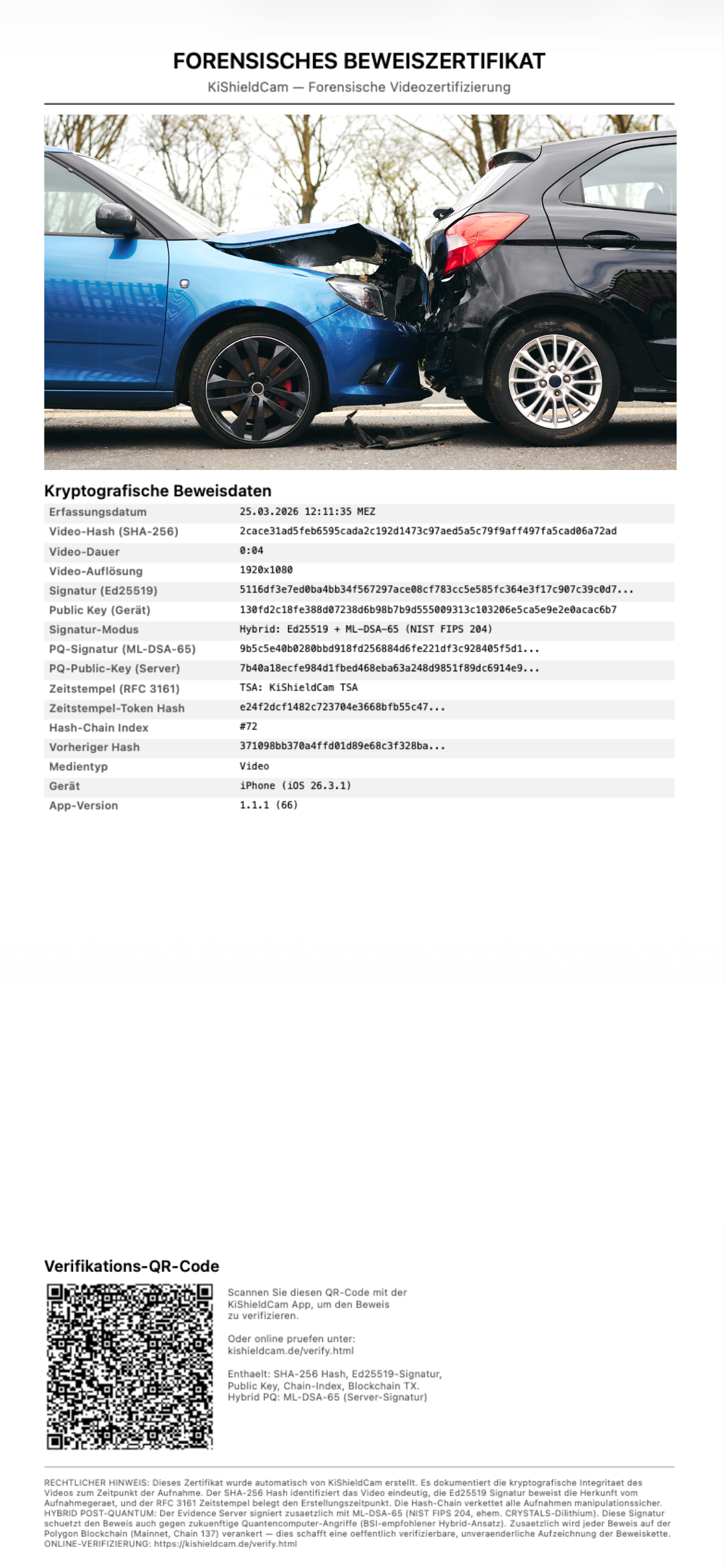 Beweiszertifikat PDF